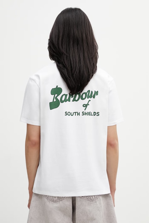 Barbour MTS1569WH11 T-shirt męski bawełniany biały Crossby Archive Logo