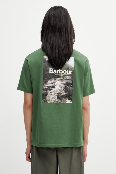 Barbour MTS1577GN18 T-shirt bawełniany męski zielony 1976 Graphic OS