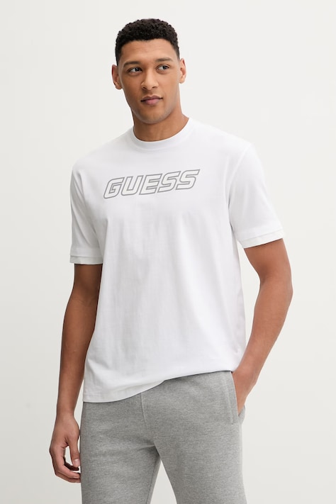 Guess t-shirt bawełniany GUSTAVE męski kolor biały z nadrukiem Z6GI01 K2835