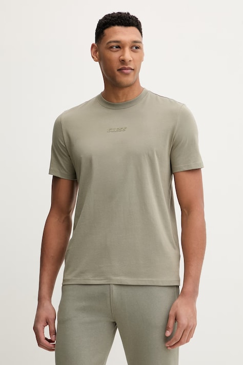 Guess t-shirt bawełniany AMBROGIO męski kolor zielony z aplikacją Z6GI06 K2847