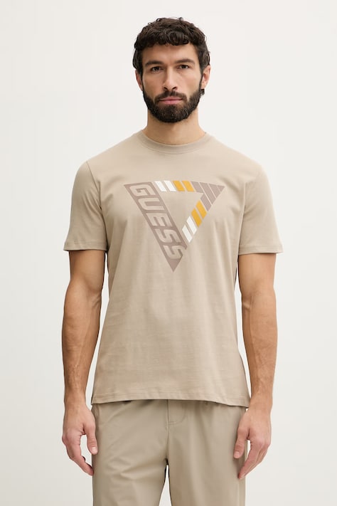 Guess t-shirt męski bawełniany FOLCO beżowy Z6GI09 K2859