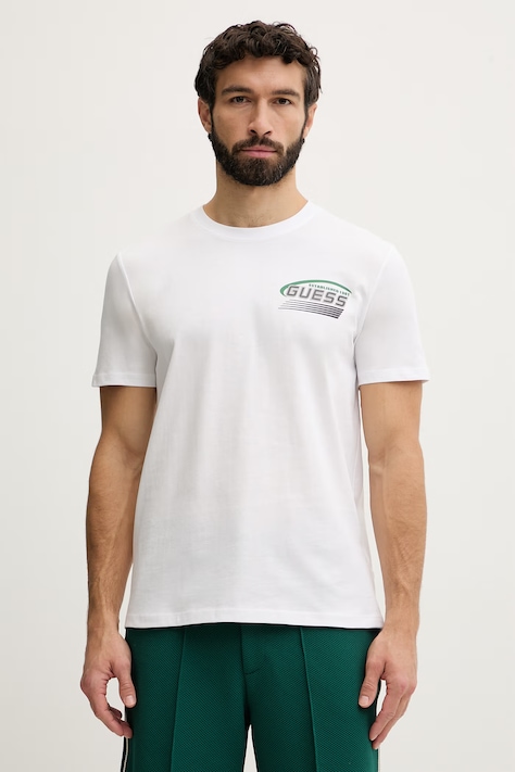 Guess t-shirt męski bawełniany LUPO biały Z6GI10 K2860