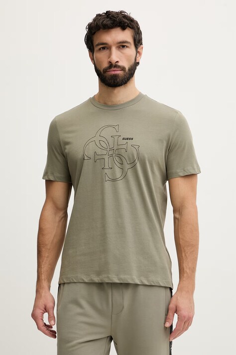 Guess t-shirt męski bawełniany TIBERIO zielony Z6GI13 K2875