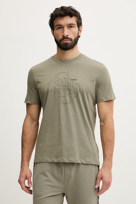 Guess t-shirt męski bawełniany TIBERIO zielony Z6GI13 K2875