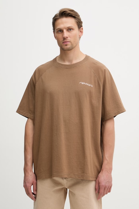 Rip Curl T-shirt męski bawełniany INNER VISIONS brązowy 0XBMTE