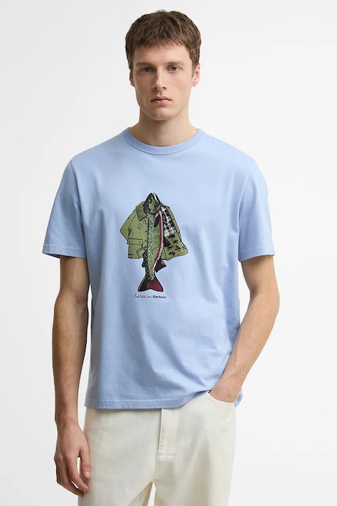 Barbour x Paul Smith Fishing Men's cotton t-shirt blue MTS1612BL54