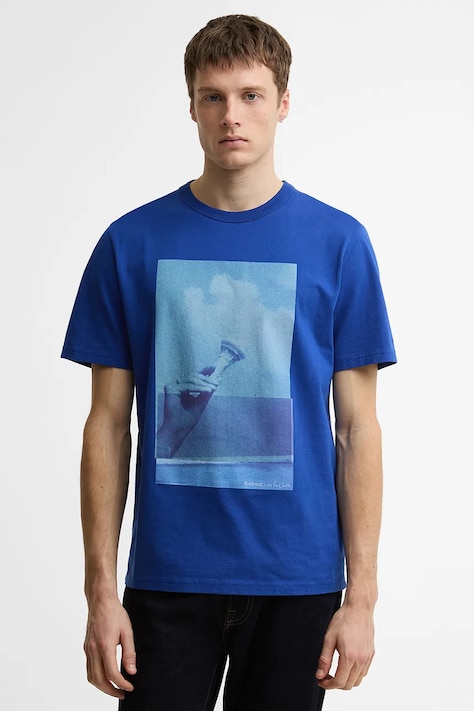 Barbour x Paul Smith Scoop t-shirt βαμβακερό ανδρικό σκούρο μπλε MTS1613BL51