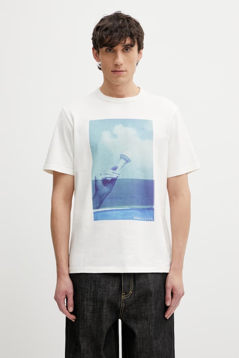 Barbour x Paul Smith Scoop t-shirt βαμβακερό ανδρικό λευκό MTS1613WH32