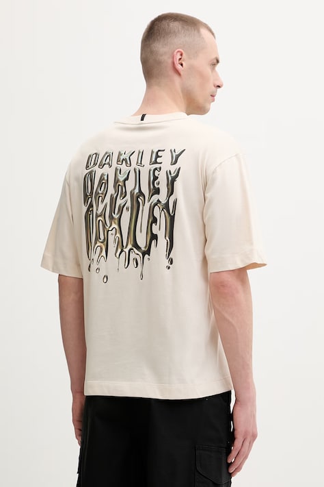 Oakley t-shirt męski bawełniany beżowy FOA407448