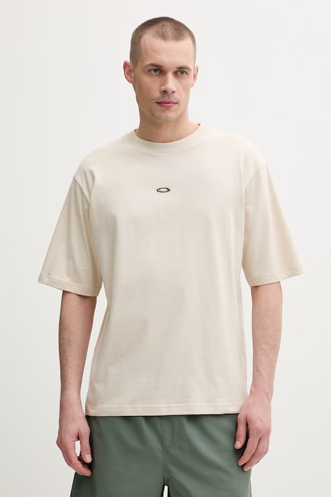 Oakley t-shirt męski bawełniany beżowy FOA407825