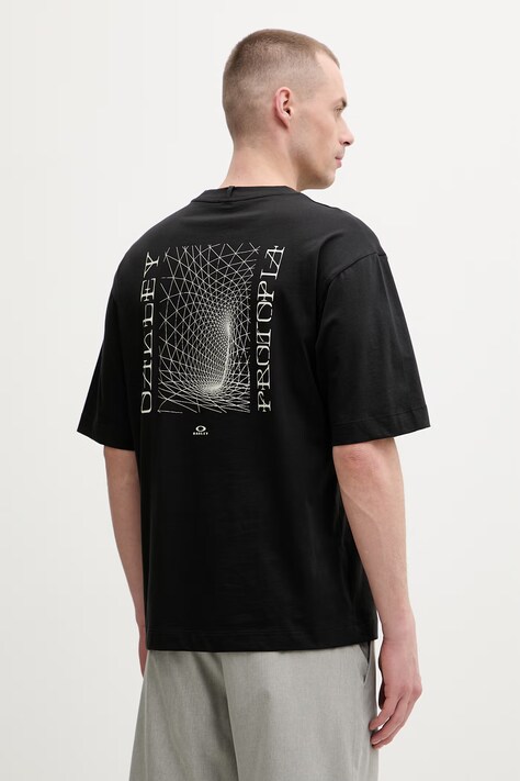 Oakley t-shirt męski bawełniany RESERVE MOMENTO czarny FOA407926