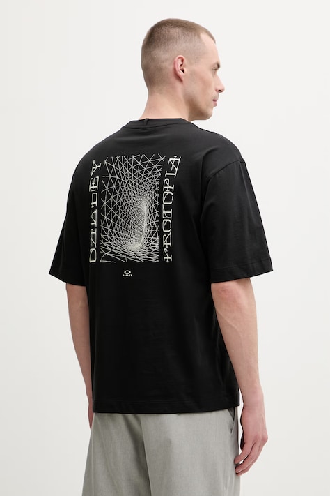 Oakley t-shirt męski bawełniany RESERVE MOMENTO czarny FOA407926
