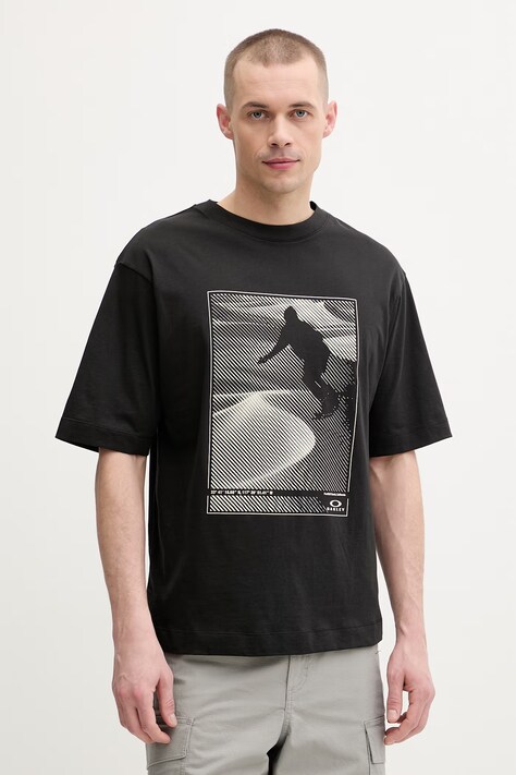 Oakley t-shirt męski bawełniany SANDBOARD czarny FOA407982