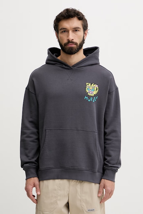 Hurley mikina pánská bavlněná ETAM šedá MFTEUET0002