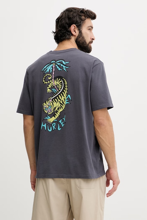 Hurley t-shirt męski bawełniany ETAM szary MTSEUET0001