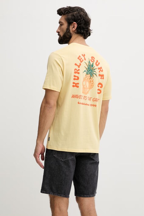 Hurley футболка для мужчин из хлопка жёлтая MTSEUED0001