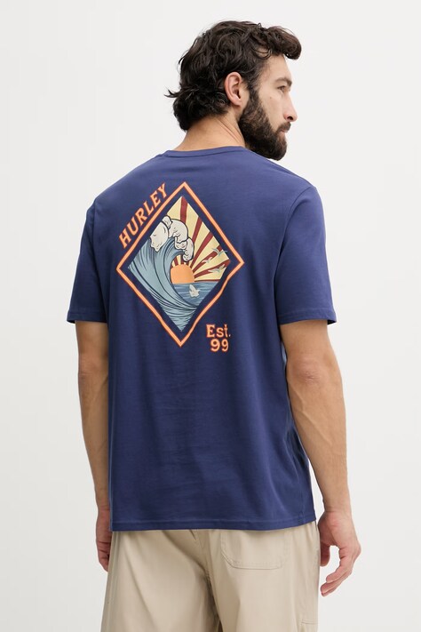 Hurley t-shirt męski bawełniany granatowy MTSEUED0005