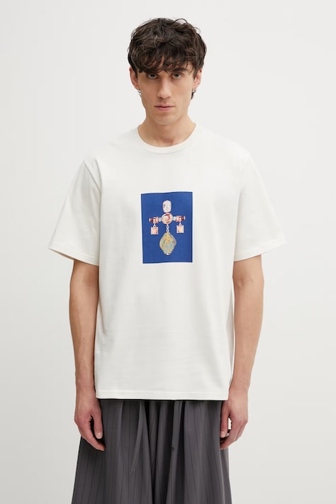 Wales Bonner Compass t-shirt męski bawełniany beżowy US26JE12.JE01.101