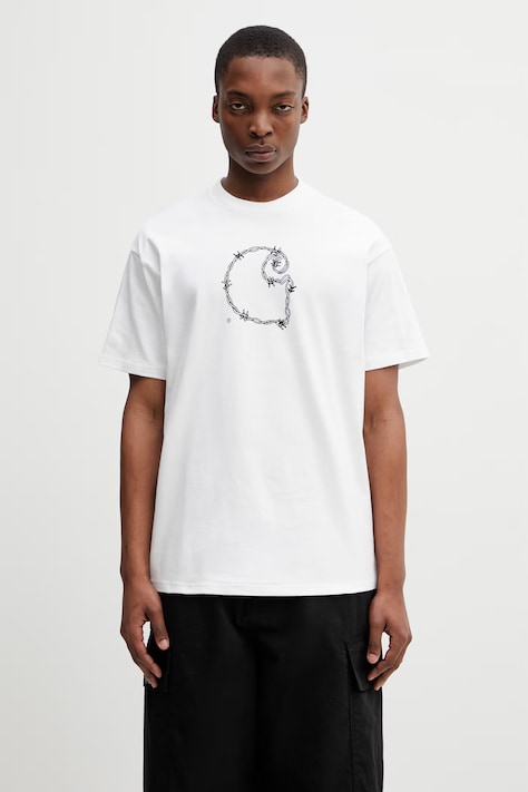 Carhartt WIP S/S Barbwire C T-Shirt bawełniany męski biały I036237.02XX