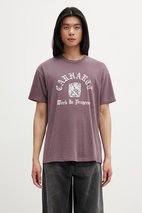 Carhartt WIP S/S Coat Of Arms T-Shirt t-shirt bawełniany męski fioletowy I036195.3J1GD