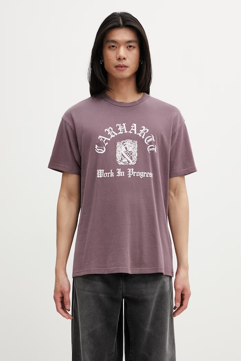 Carhartt WIP S/S Coat Of Arms T-Shirt t-shirt bawełniany męski fioletowy I036195.3J1GD