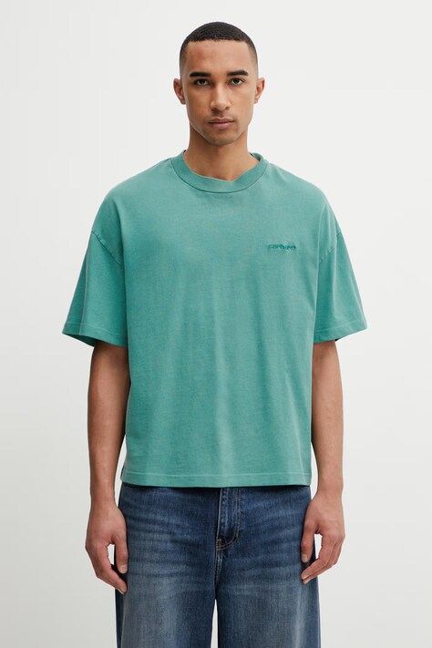 Carhartt WIP S/S Benton T-Shirt bawełniany męski zielony I035590.3ICGD