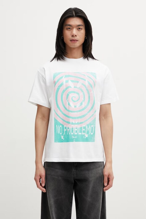 No Problemo Spiral t-shirt męski bawełniany biały NP6002605