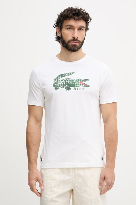 Lacoste T-shirt męski z bawełną beżowy TH0338