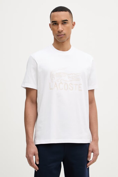 Lacoste T-shirt męski bawełniany biały TH1427