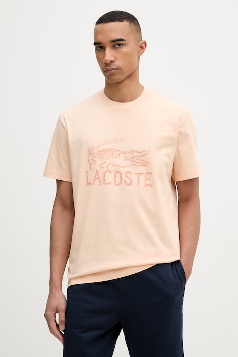 Lacoste T-shirt męski bawełniany pomarańczowy TH1427