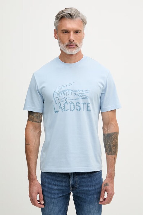 Lacoste T-shirt męski bawełniany niebieski TH1427