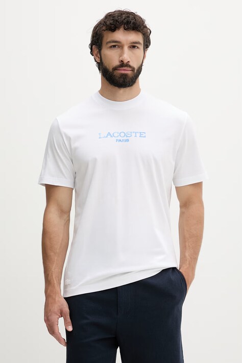 Lacoste T-shirt męski bawełniany biały TH1435