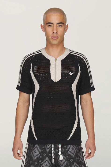 adidas Originals CLOT x adidas by Edison Chen T-shirt swetrowy z bawełną męski czarny KE7074