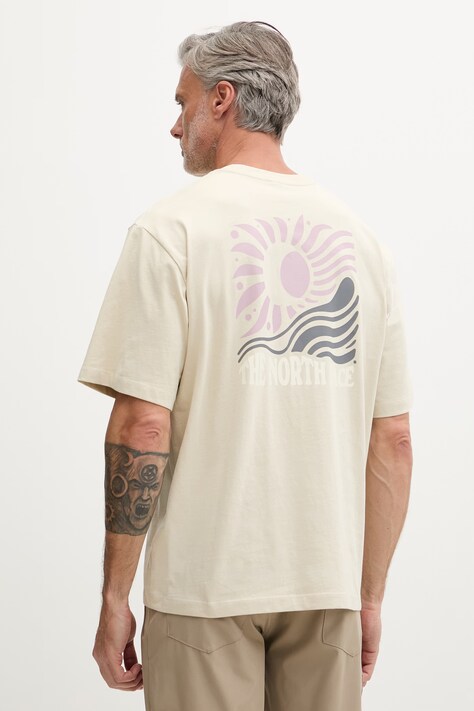 The North Face T-shirt męski bawełniany SUN OVERSIZE beżowy NF0A8GA0DOM1