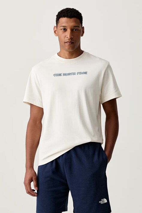 The North Face T-shirt męski bawełniany LOGO TWIST RELAXED beżowy NF0A8GQVQLI1