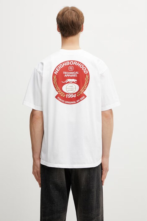Neighborhood T-shirt bawełniany męski biały 261PCNH.ST06