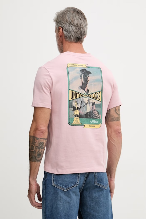United Colors of Benetton t-shirt ανδρικό βαμβακερό ροζ 3MI5U10BL