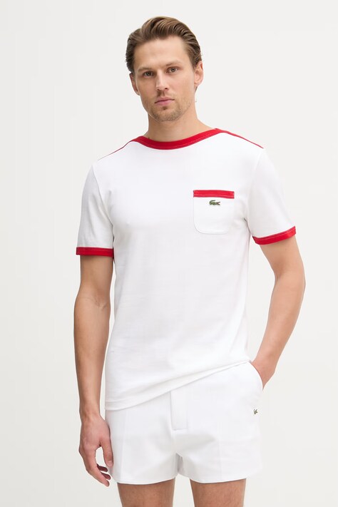 Lacoste T-shirt męski bawełniany biały TH1789