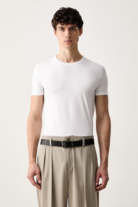 MM6 Maison Margiela T-shirt męski bawełniany z elastanem biały MJM4A0030