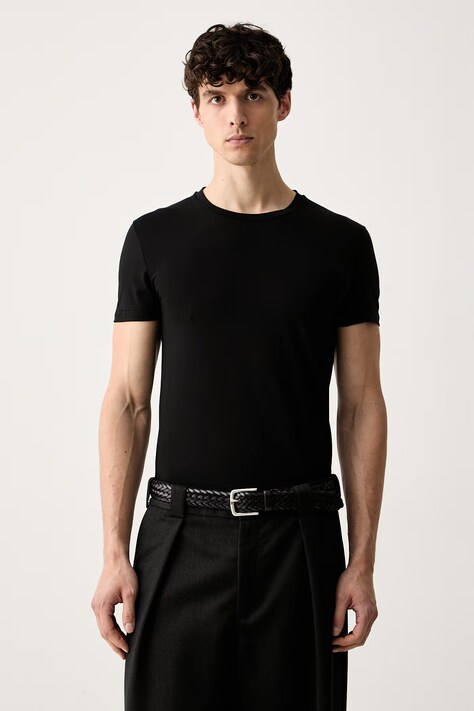 MM6 Maison Margiela T-shirt męski bawełniany z elastanem czarny MJM4A0030