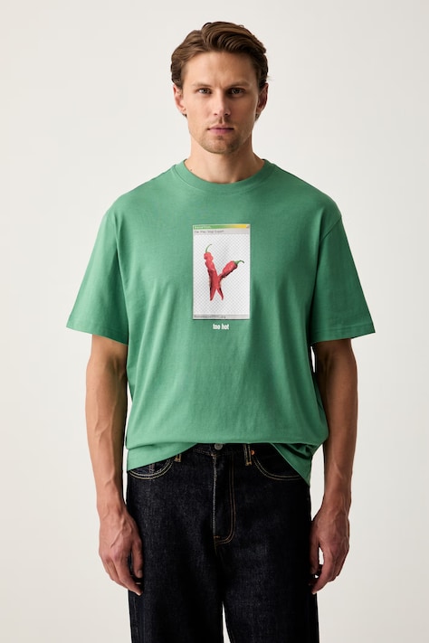 United Colors of Benetton tricou pentru bărbați din bumbac verde 3MI5U10C8