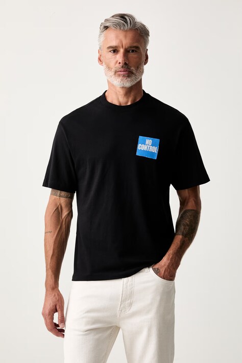 United Colors of Benetton T-shirt męski bawełniany czarny 3MI5U10C8