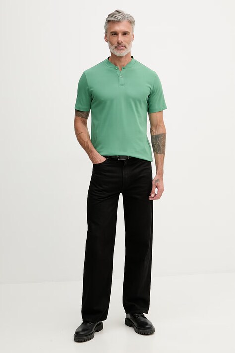 United Colors of Benetton polo męskie z bawełną zielone 3QEXU10CC