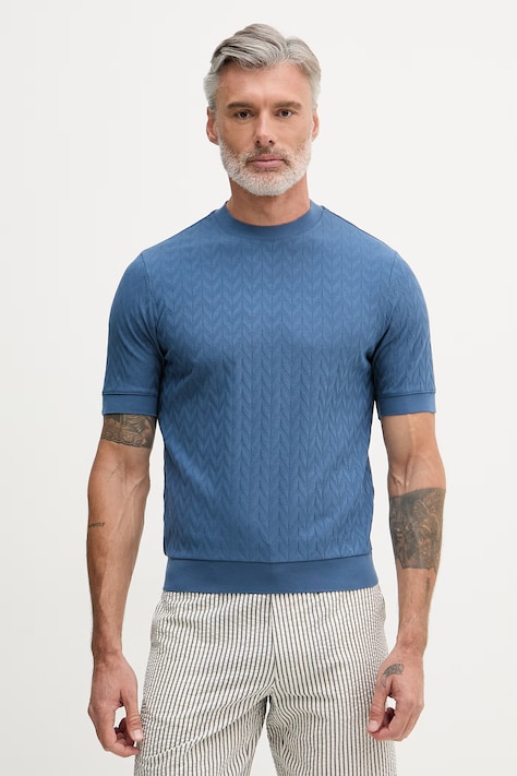 United Colors of Benetton tričko pánske bavlnené s elastanom tmavomodré 33T4U10CD