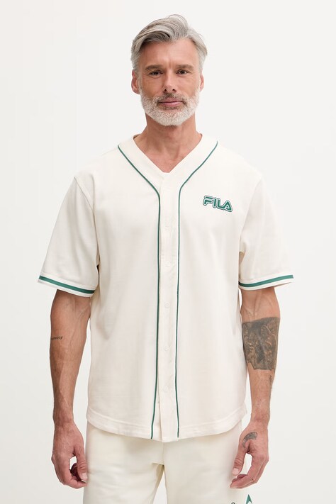 Fila koszula męska bawełniana STATUTO beżowa gładka FAM1213