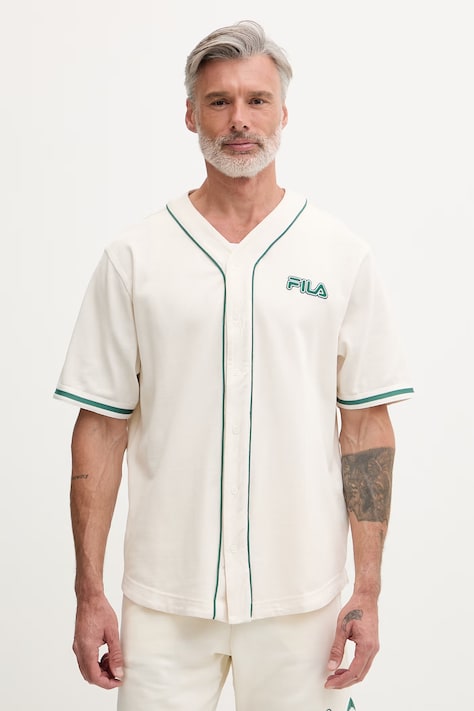 Fila koszula męska bawełniana STATUTO beżowa gładka FAM1213