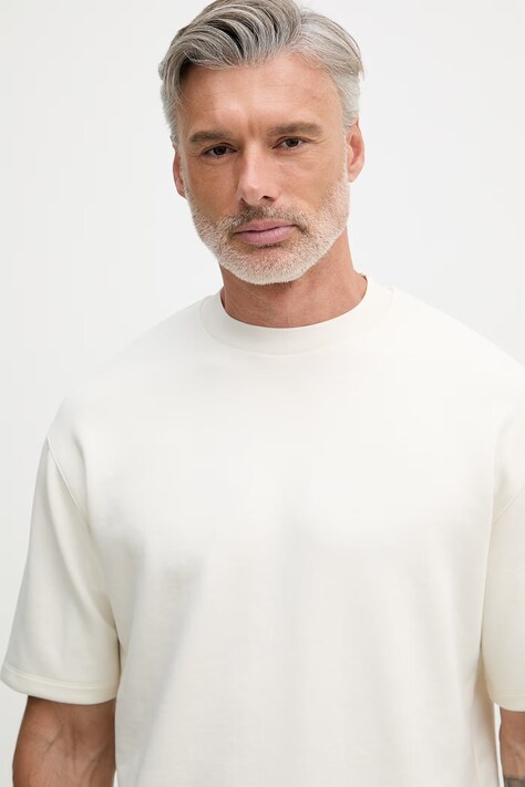 Karl Lagerfeld T-shirt męski z wiskozą beżowy 562901.705400