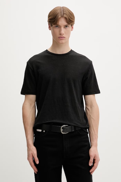 rag & bone T-shirt męski lniany czarny RF2126ST2LM