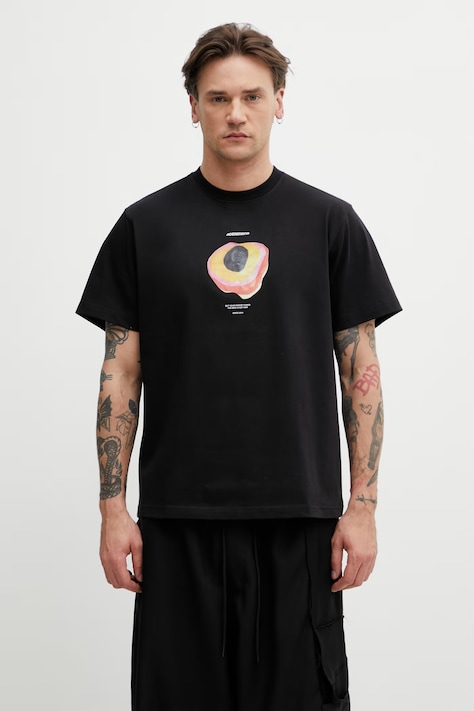 Ader Error T-shirt z bawełną męski czarny BN01FWTS0111BK