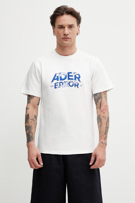 Ader Error tričko s bavlnou pánske biele BN25FYTS0101OW